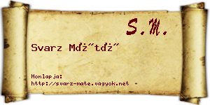 Svarz Máté névjegykártya